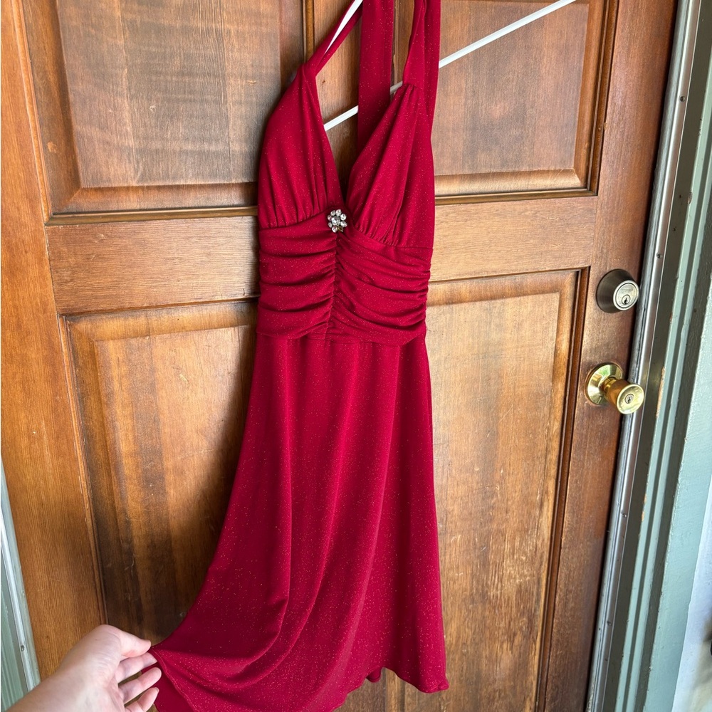 Elegant y2k Red Halter Dress